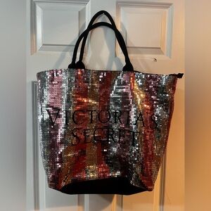 Victoria's Secret Glittering Tote - Silver and Black